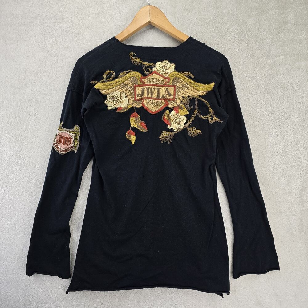 Johnny Was JWLA Embroidered Tunic Top Small Black Born Fee Floral Wings - Picture 9 of 13